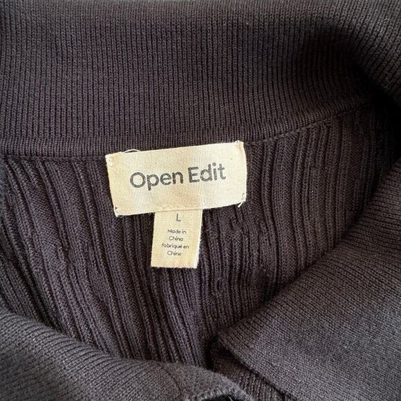 Open Edit Long Sleeve Ribbed Collared Dress Black Goth Grunge Emo Women size LG - Picture 5 of 7